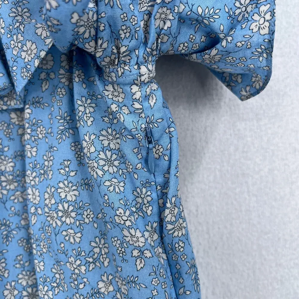 THE VAMPIRES WIFE The Cry Baby Ruffle Dress Womens US 14 Blue Floral Print Mini - Picture 13 of 15